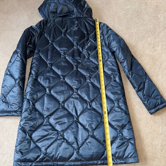 Calvin Klein Puffer Women’s Small Quilted Hooded Coat Blue Full Zip Mid Length - Picture 7 of 10